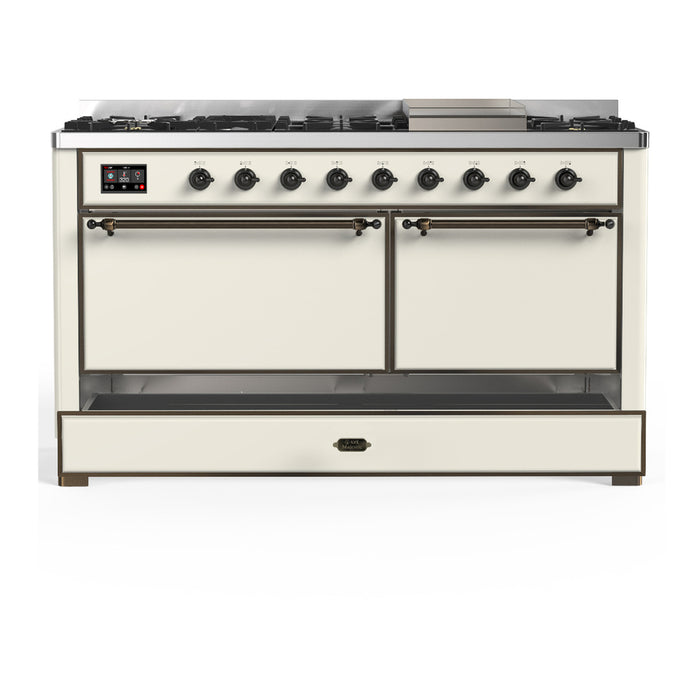 ILVE UM60F Majestic III 60 inch Dual Fuel Range with 9 Burners, Griddle (UM60FQNR3)