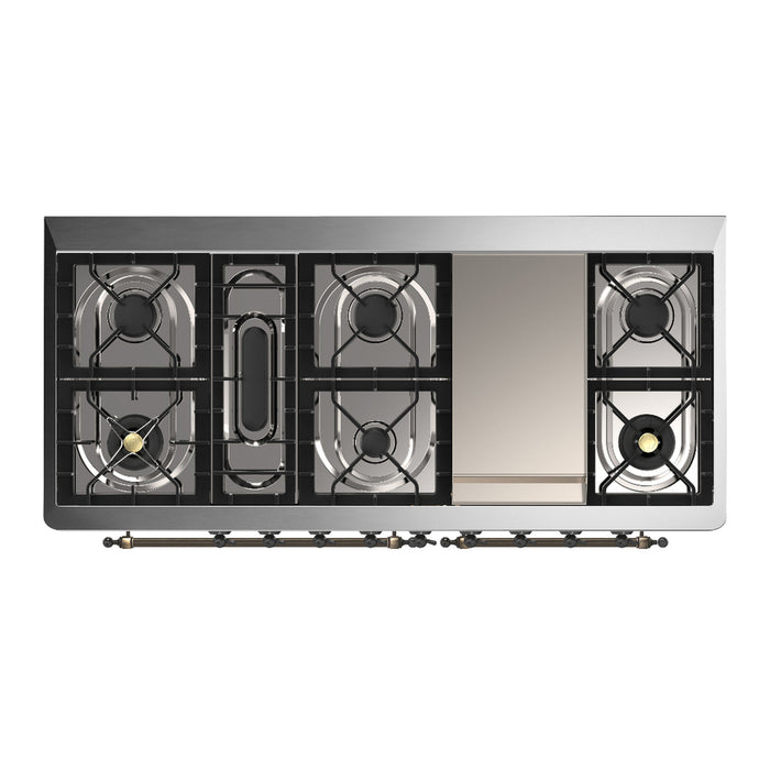 ILVE UM60F Majestic III 60 inch Dual Fuel Range with 9 Burners, Griddle (UM60FQNR3)