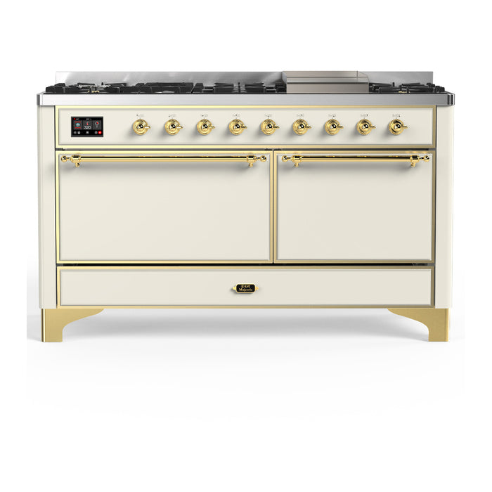ILVE UM60F Majestic III 60 inch Dual Fuel Range with 9 Burners, Griddle (UM60FQNR3)