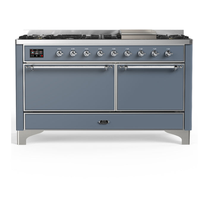 ILVE UM60F Majestic III 60 inch Dual Fuel Range with 9 Burners, Griddle (UM60FQNR3)