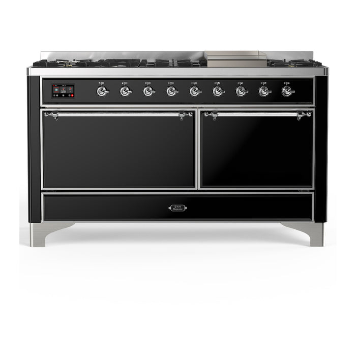 ILVE UM60F Majestic III 60 inch Dual Fuel Range with 9 Burners, Griddle (UM60FQNR3)