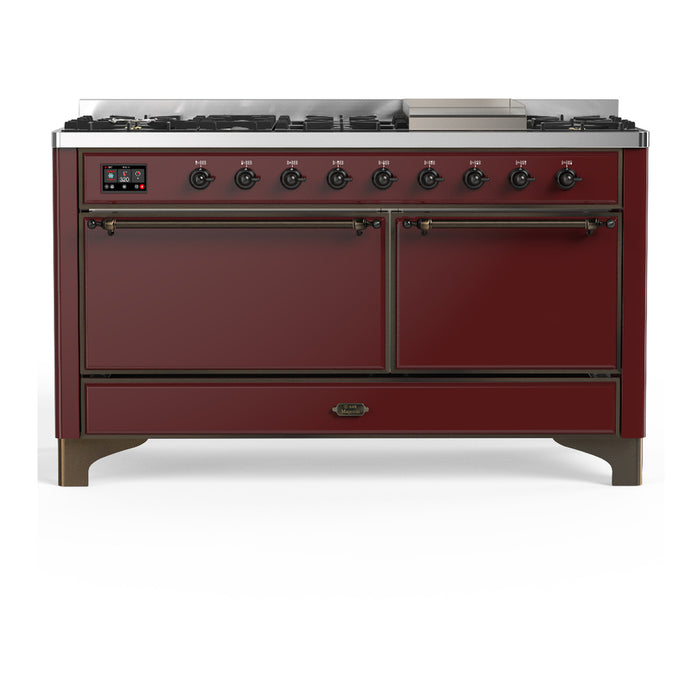 ILVE UM60F Majestic III 60 inch Dual Fuel Range with 9 Burners, Griddle (UM60FQNR3)