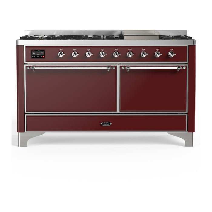 ILVE UM60F Majestic III 60 inch Dual Fuel Range with 9 Burners, Griddle (UM60FQNR3)