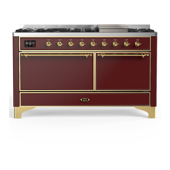 ILVE UM60F Majestic III 60 inch Dual Fuel Range with 9 Burners, Griddle (UM60FQNR3)
