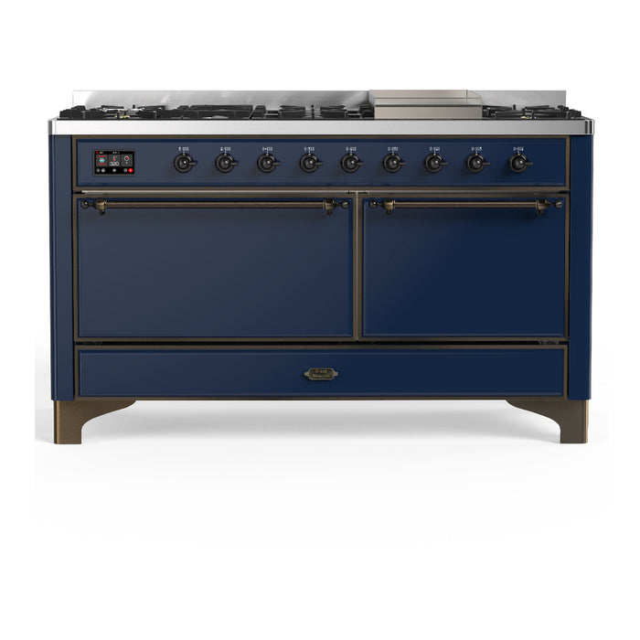 ILVE UM60F Majestic III 60 inch Dual Fuel Range with 9 Burners, Griddle (UM60FQNR3)