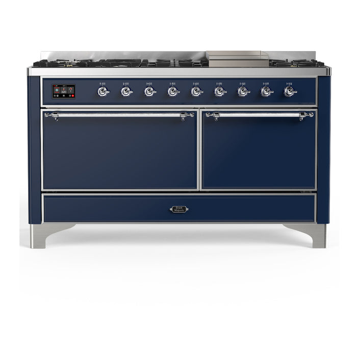 ILVE UM60F Majestic III 60 inch Dual Fuel Range with 9 Burners, Griddle (UM60FQNR3)