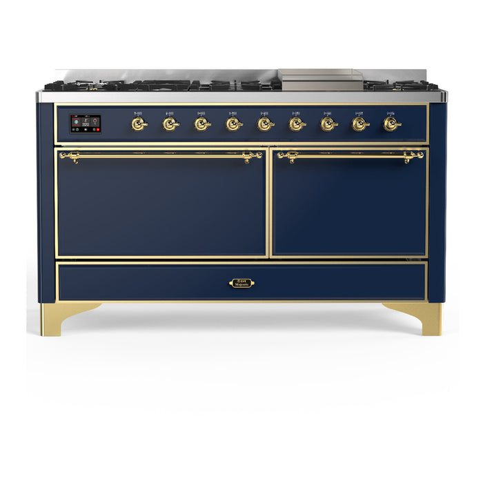 ILVE UM60F Majestic III 60 inch Dual Fuel Range with 9 Burners, Griddle (UM60FQNR3)