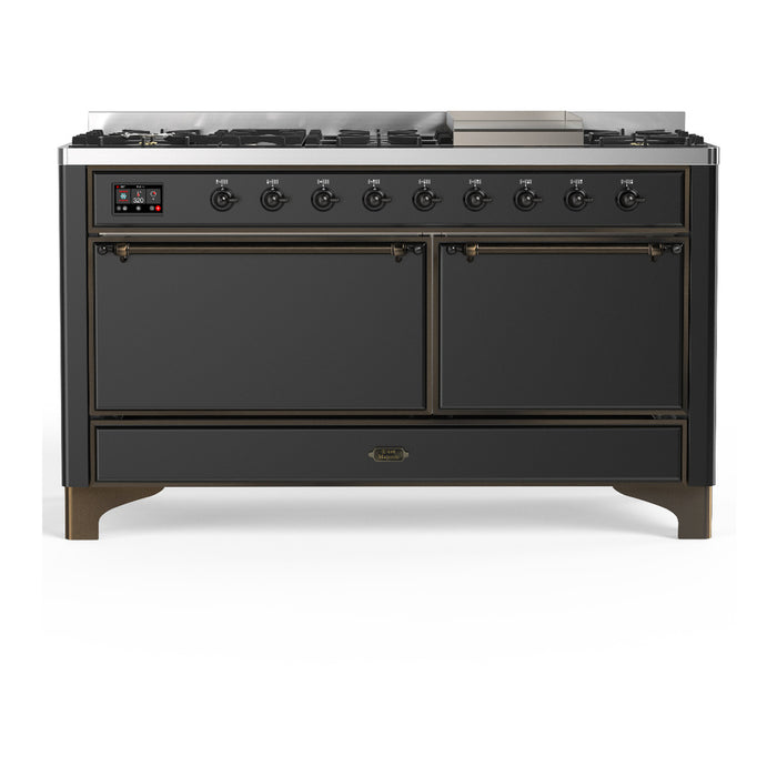 ILVE UM60F Majestic III 60 inch Dual Fuel Range with 9 Burners, Griddle (UM60FQNR3)