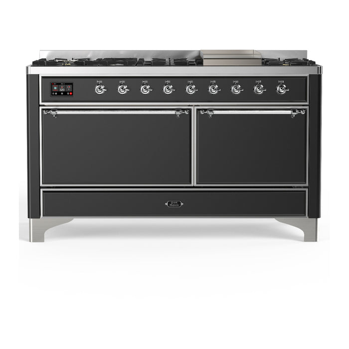 ILVE UM60F Majestic III 60 inch Dual Fuel Range with 9 Burners, Griddle (UM60FQNR3)