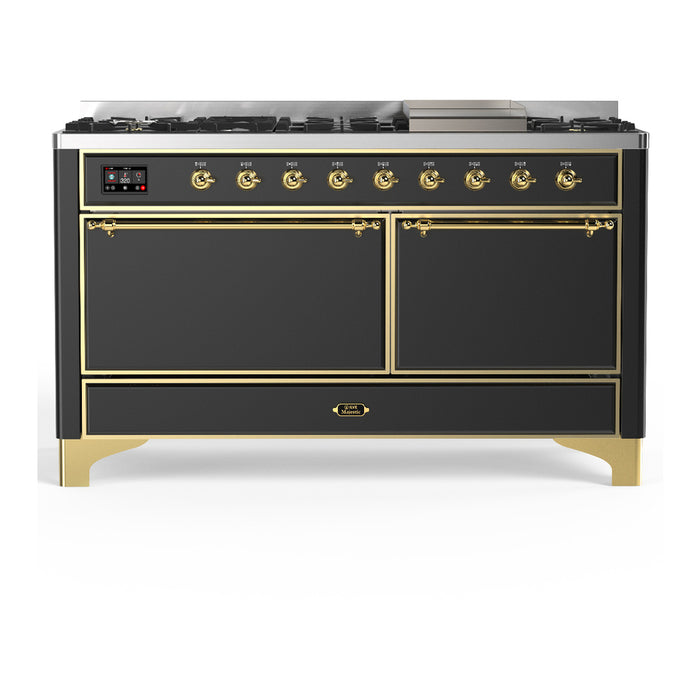 ILVE UM60F Majestic III 60 inch Dual Fuel Range with 9 Burners, Griddle (UM60FQNR3)