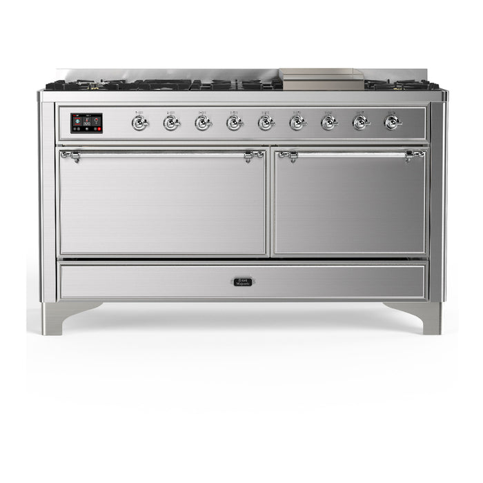 ILVE UM60F Majestic III 60 inch Dual Fuel Range with 9 Burners, Griddle (UM60FQNR3)
