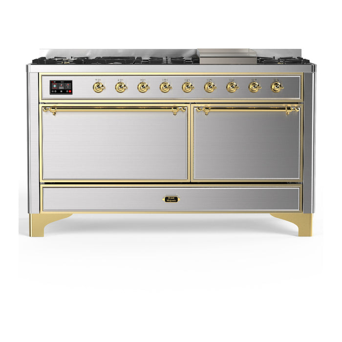 ILVE UM60F Majestic III 60 inch Dual Fuel Range with 9 Burners, Griddle (UM60FQNR3)