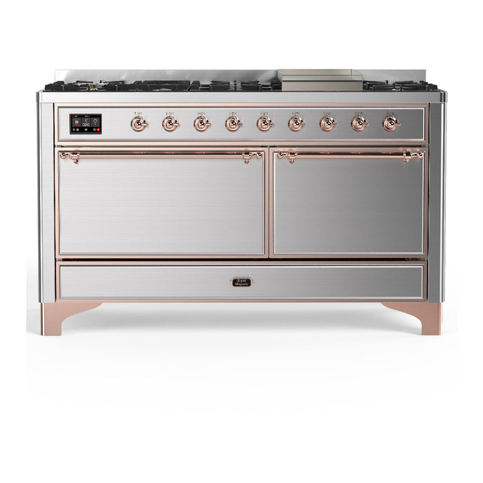 ILVE UM60F Majestic III 60 inch Dual Fuel Range with 9 Burners, Griddle (UM60FQNR3)