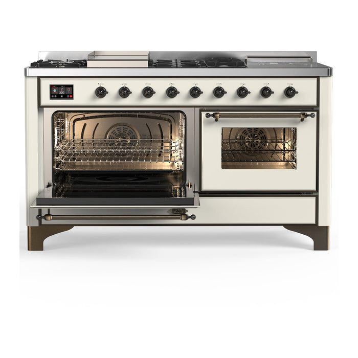 ILVE UM60FS Majestic III 60 inch Dual Fuel Range with 7 Burners, Griddle and French Top (UM60FSNR3)