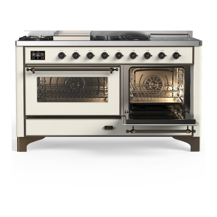 ILVE UM60FS Majestic III 60 inch Dual Fuel Range with 7 Burners, Griddle and French Top (UM60FSNR3)