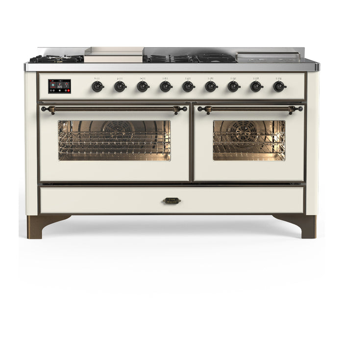 ILVE UM60FS Majestic III 60 inch Dual Fuel Range with 7 Burners, Griddle and French Top (UM60FSNR3)