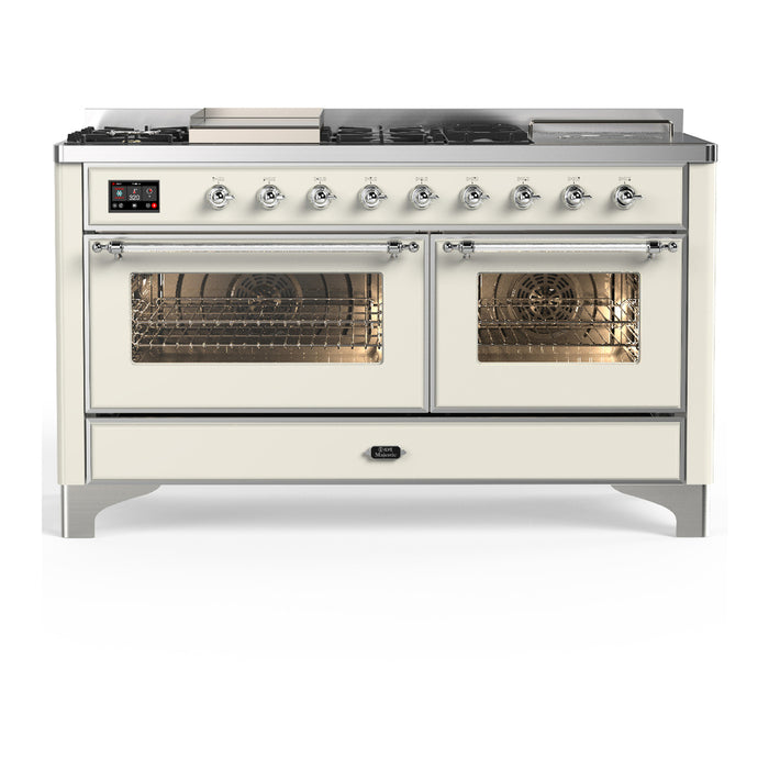 ILVE UM60FS Majestic III 60 inch Dual Fuel Range with 7 Burners, Griddle and French Top (UM60FSNR3)