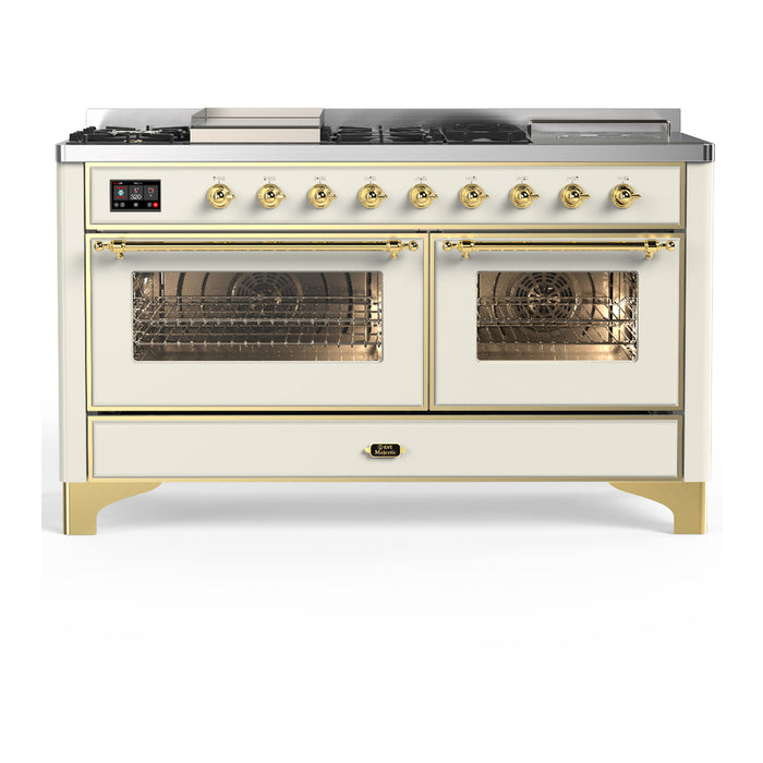 ILVE UM60FS Majestic III 60 inch Dual Fuel Range with 7 Burners, Griddle and French Top (UM60FSNR3)