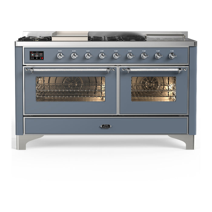 ILVE UM60FS Majestic III 60 inch Dual Fuel Range with 7 Burners, Griddle and French Top (UM60FSNR3)