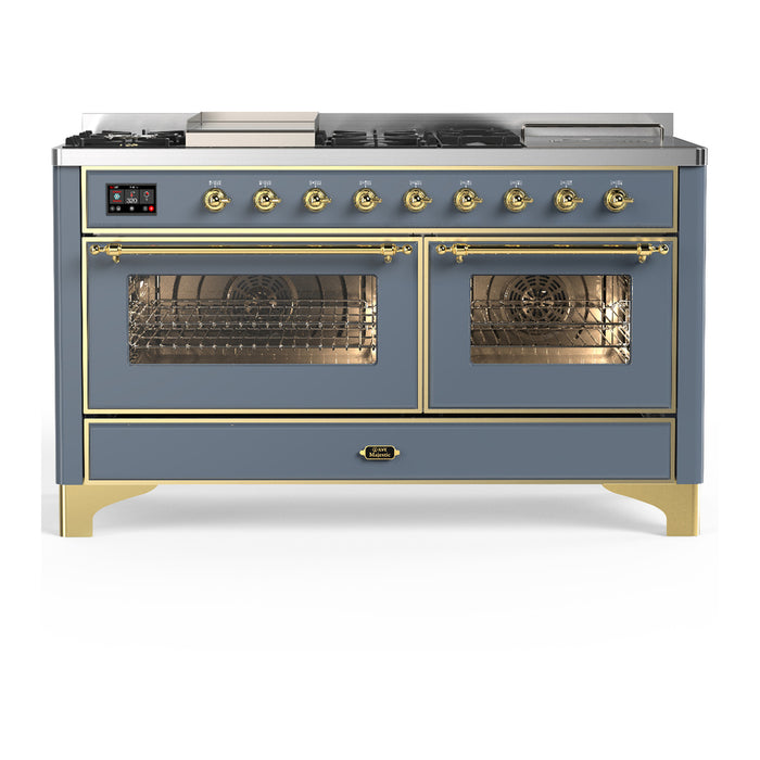 ILVE UM60FS Majestic III 60 inch Dual Fuel Range with 7 Burners, Griddle and French Top (UM60FSNR3)