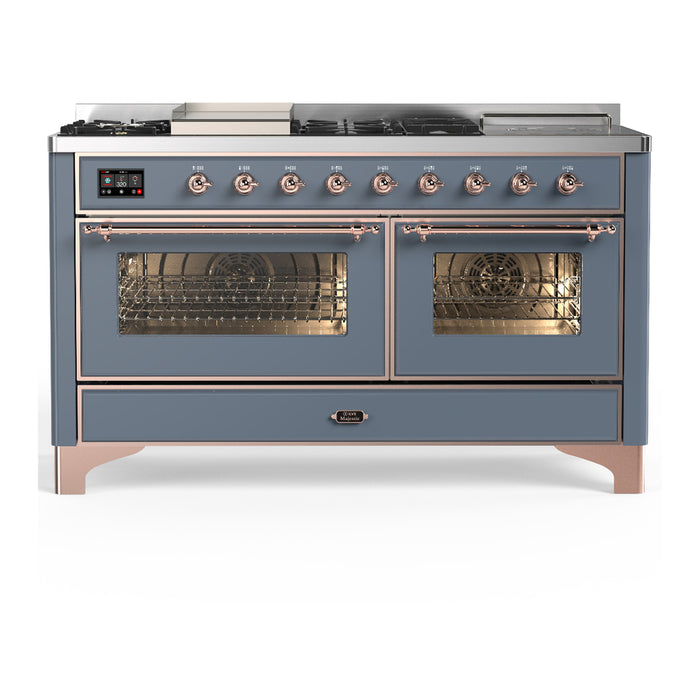 ILVE UM60FS Majestic III 60 inch Dual Fuel Range with 7 Burners, Griddle and French Top (UM60FSNR3)