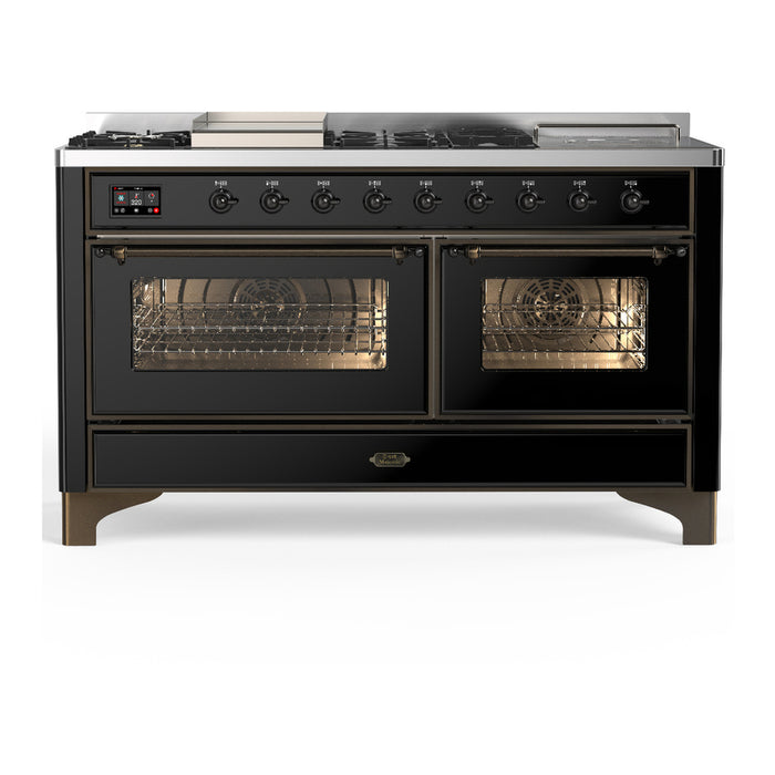 ILVE UM60FS Majestic III 60 inch Dual Fuel Range with 7 Burners, Griddle and French Top (UM60FSNR3)