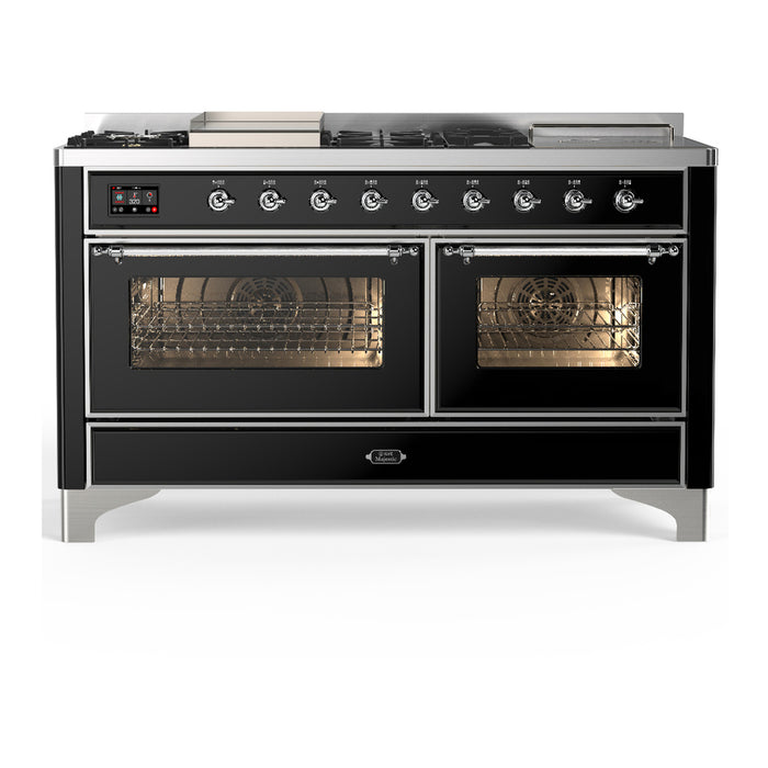 ILVE UM60FS Majestic III 60 inch Dual Fuel Range with 7 Burners, Griddle and French Top (UM60FSNR3)