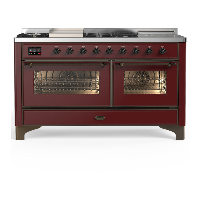 ILVE UM60FS Majestic III 60 inch Dual Fuel Range with 7 Burners, Griddle and French Top (UM60FSNR3)