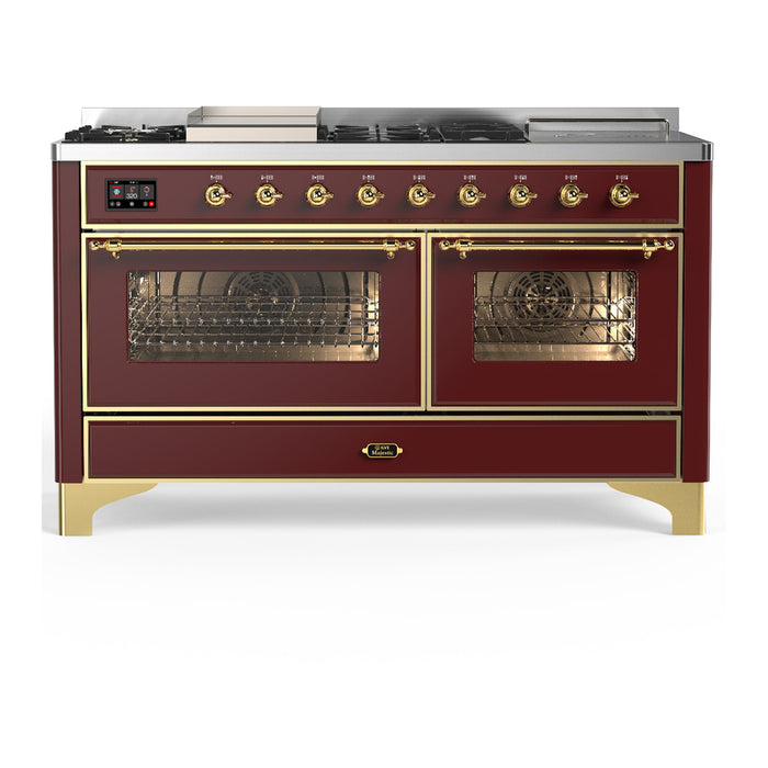 ILVE UM60FS Majestic III 60 inch Dual Fuel Range with 7 Burners, Griddle and French Top (UM60FSNR3)