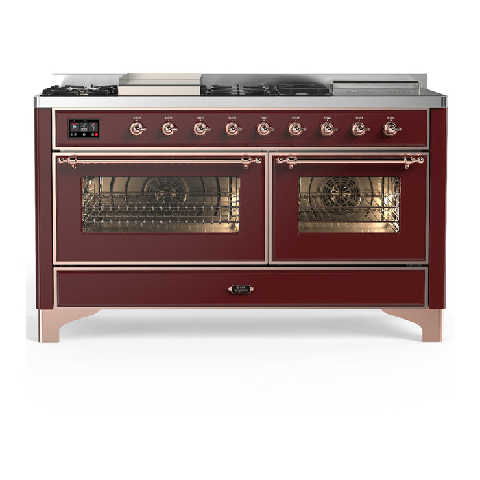 ILVE UM60FS Majestic III 60 inch Dual Fuel Range with 7 Burners, Griddle and French Top (UM60FSNR3)