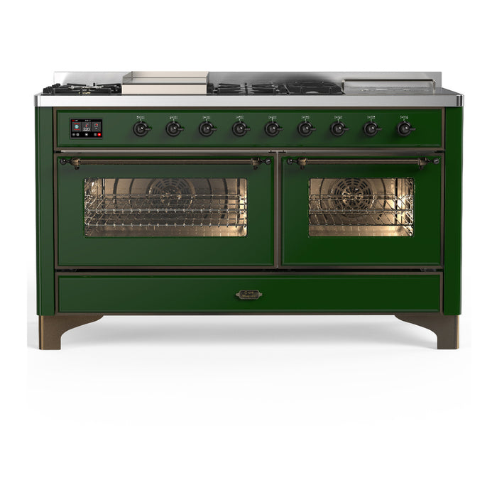 ILVE UM60FS Majestic III 60 inch Dual Fuel Range with 7 Burners, Griddle and French Top (UM60FSNR3)