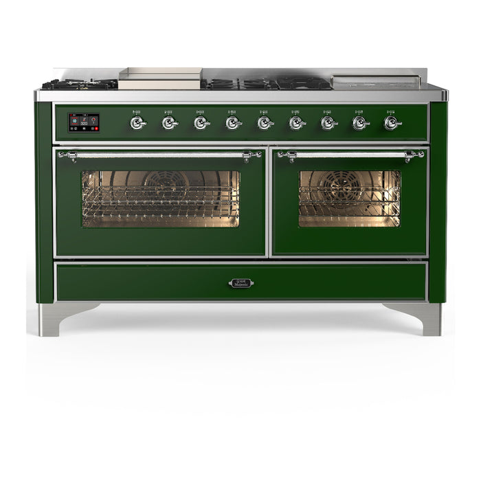 ILVE UM60FS Majestic III 60 inch Dual Fuel Range with 7 Burners, Griddle and French Top (UM60FSNR3)