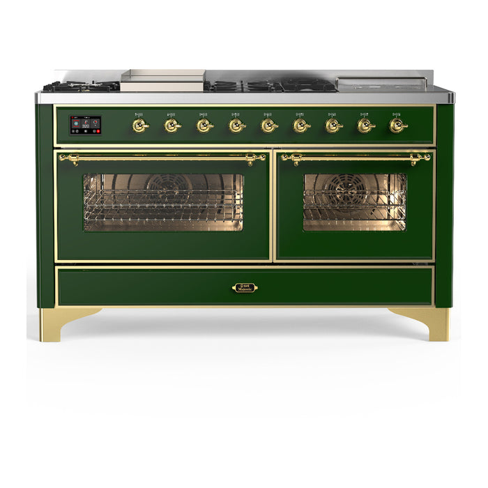 ILVE UM60FS Majestic III 60 inch Dual Fuel Range with 7 Burners, Griddle and French Top (UM60FSNR3)