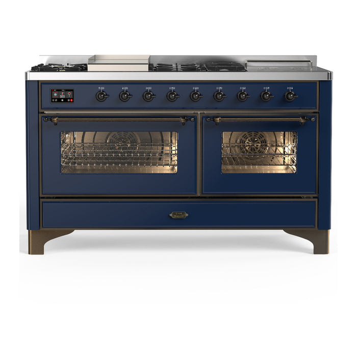 ILVE UM60FS Majestic III 60 inch Dual Fuel Range with 7 Burners, Griddle and French Top (UM60FSNR3)