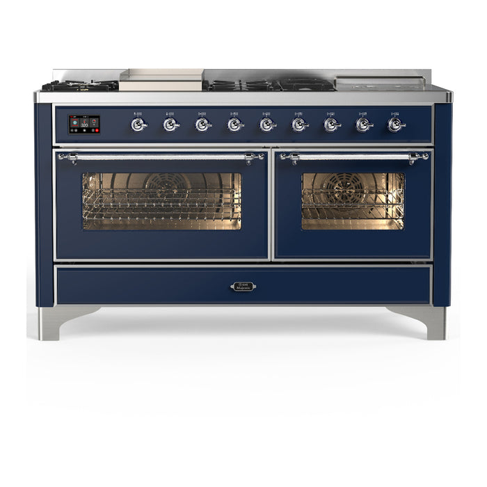 ILVE UM60FS Majestic III 60 inch Dual Fuel Range with 7 Burners, Griddle and French Top (UM60FSNR3)