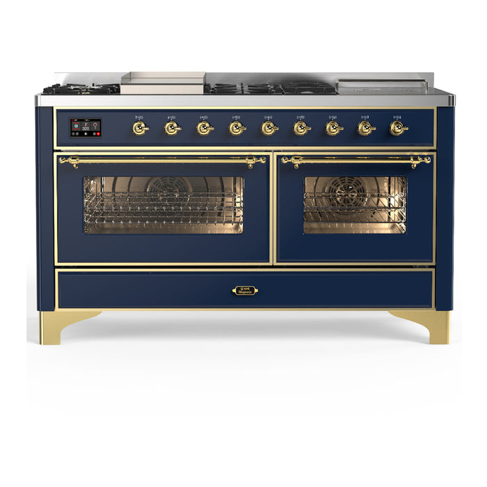 ILVE UM60FS Majestic III 60 inch Dual Fuel Range with 7 Burners, Griddle and French Top (UM60FSNR3)