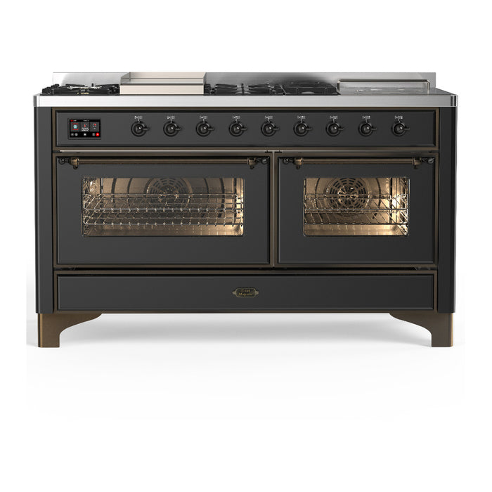 ILVE UM60FS Majestic III 60 inch Dual Fuel Range with 7 Burners, Griddle and French Top (UM60FSNR3)