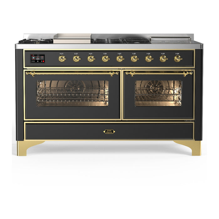 ILVE UM60FS Majestic III 60 inch Dual Fuel Range with 7 Burners, Griddle and French Top (UM60FSNR3)