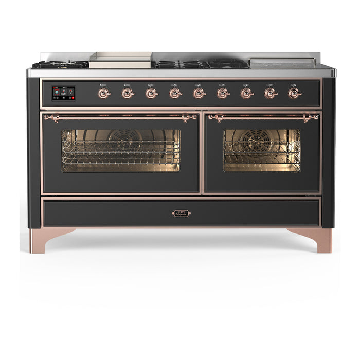 ILVE UM60FS Majestic III 60 inch Dual Fuel Range with 7 Burners, Griddle and French Top (UM60FSNR3)