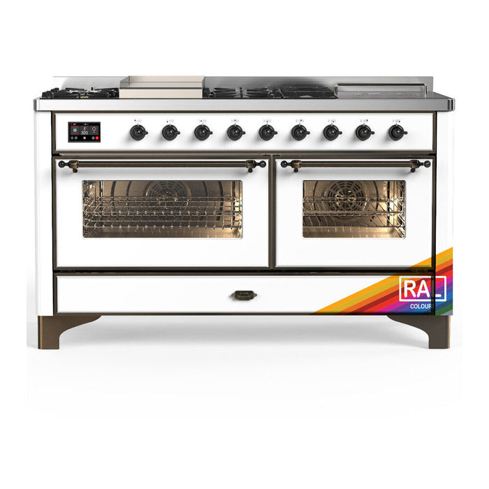 ILVE UM60FS Majestic III 60 inch Dual Fuel Range with 7 Burners, Griddle and French Top (UM60FSNR3)
