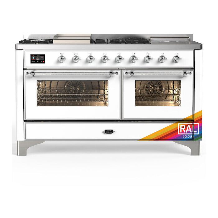 ILVE UM60FS Majestic III 60 inch Dual Fuel Range with 7 Burners, Griddle and French Top (UM60FSNR3)