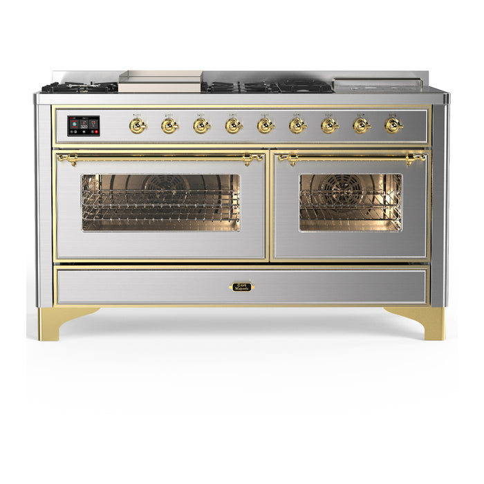 ILVE UM60FS Majestic III 60 inch Dual Fuel Range with 7 Burners, Griddle and French Top (UM60FSNR3)