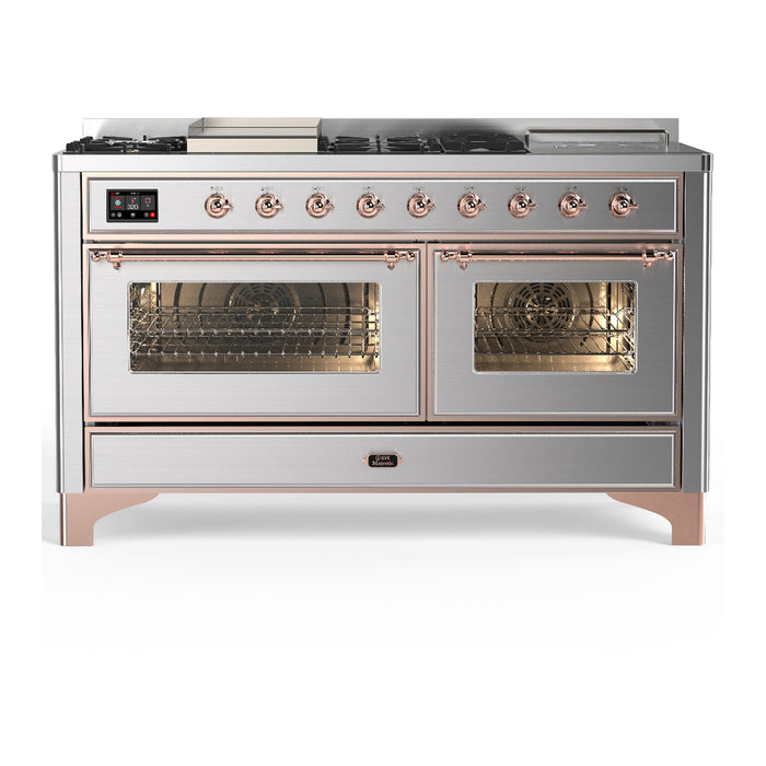 ILVE UM60FS Majestic III 60 inch Dual Fuel Range with 7 Burners, Griddle and French Top (UM60FSNR3)