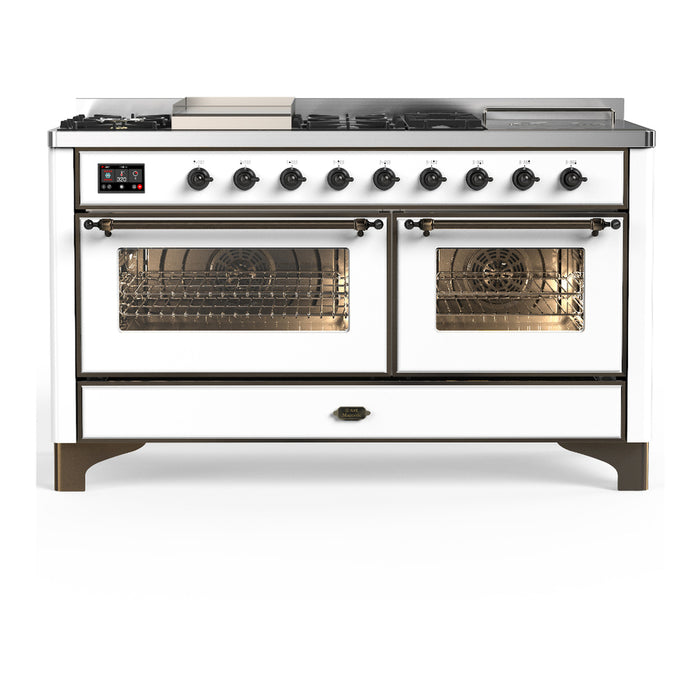 ILVE UM60FS Majestic III 60 inch Dual Fuel Range with 7 Burners, Griddle and French Top (UM60FSNR3)
