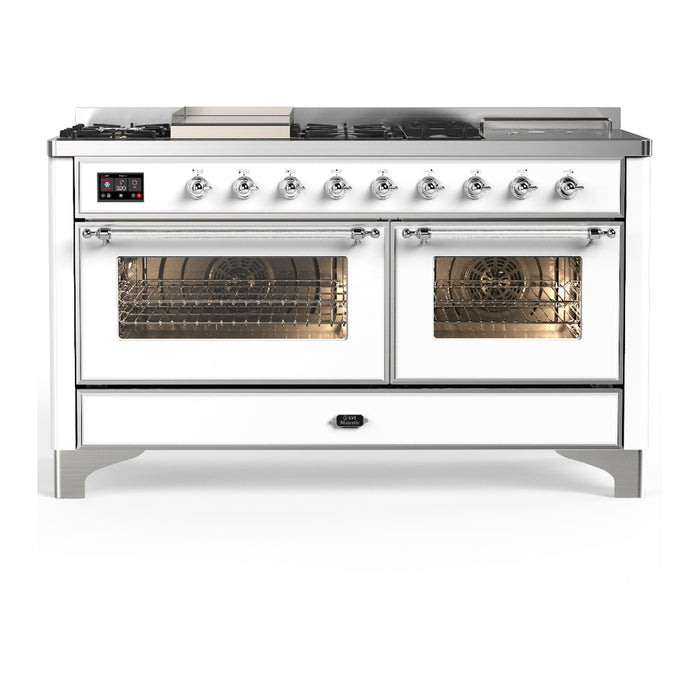ILVE UM60FS Majestic III 60 inch Dual Fuel Range with 7 Burners, Griddle and French Top (UM60FSNR3)