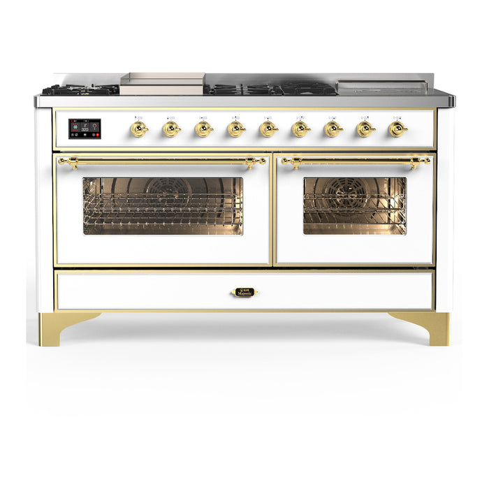 ILVE UM60FS Majestic III 60 inch Dual Fuel Range with 7 Burners, Griddle and French Top (UM60FSNR3)