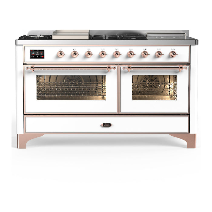ILVE UM60FS Majestic III 60 inch Dual Fuel Range with 7 Burners, Griddle and French Top (UM60FSNR3)