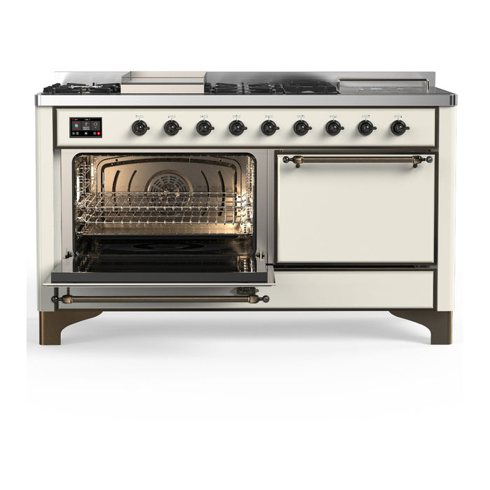 ILVE UM60FS Majestic III 60 inch Dual Fuel Range with 7 Burners, Griddle and French Top (UM60FSQNR3)