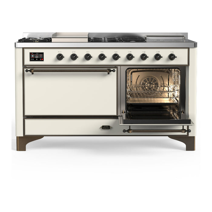 ILVE UM60FS Majestic III 60 inch Dual Fuel Range with 7 Burners, Griddle and French Top (UM60FSQNR3)
