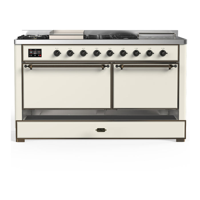 ILVE UM60FS Majestic III 60 inch Dual Fuel Range with 7 Burners, Griddle and French Top (UM60FSQNR3)